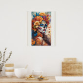 砂糖スカル化粧 ポスター (キッチン)