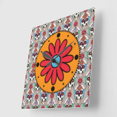 砂糖スカル図 スクエア壁時計 (傾斜)