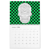 砂糖スカル大人着色カレンダー カレンダー (1月 2026)