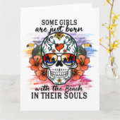 砂糖スカル女の生まれ子はビーチT-Sとだけ カード (黄色い花)