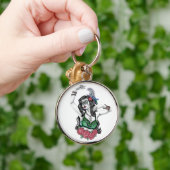 砂糖スカル女性とバラ キーホルダー (手)