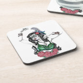 砂糖スカル女性とバラ コースター (左側)