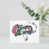 砂糖スカル女性とバラ ポストカード (スタンド正面)