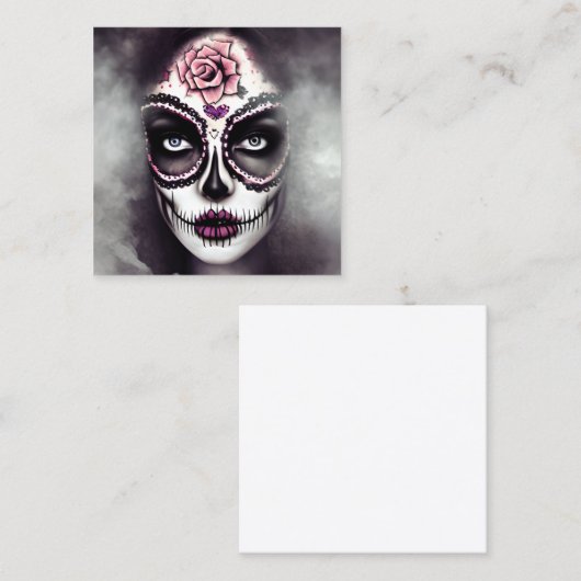 砂糖スカル女性ダークグランジゴシックSteampunk Smo スクエア名刺 (正面/裏面)