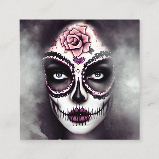 砂糖スカル女性ダークグランジゴシックSteampunk Smo スクエア名刺 (正面)