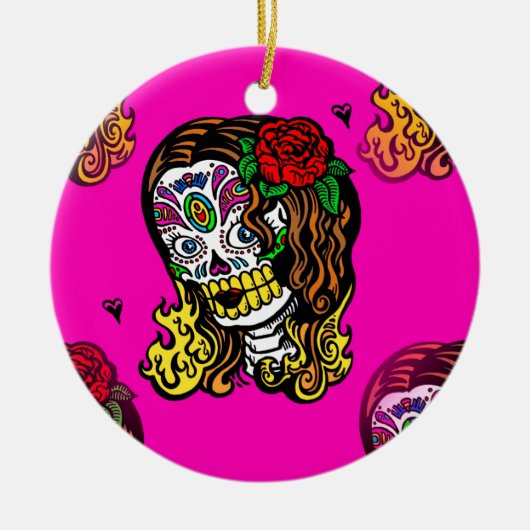 砂糖スカル女 セラミックオーナメント (正面)