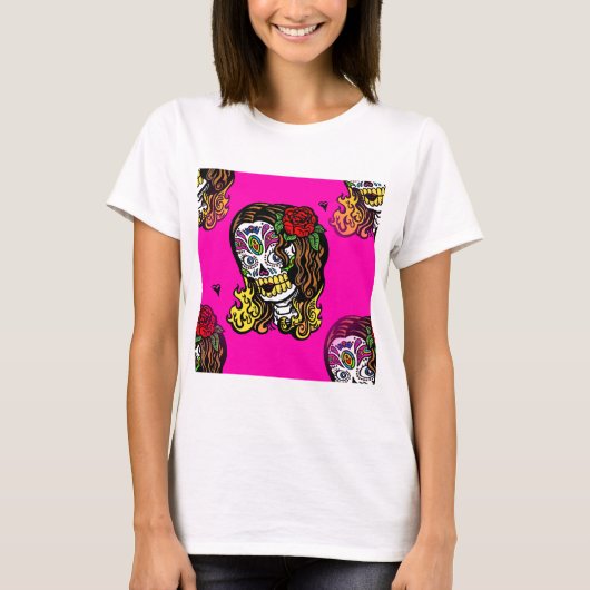 砂糖スカル女 Tシャツ (正面)