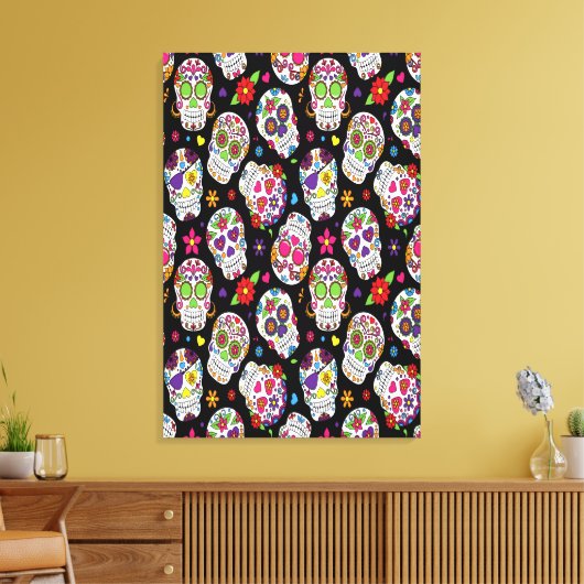 砂糖スカル恐ろしいと血を巻く威嚇 キャンバスプリント (インサイチュ (リビング))