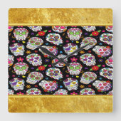 砂糖スカル恐ろしいと血を巻く威嚇 スクエア壁時計 (正面)