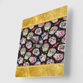 砂糖スカル恐ろしいと血を巻く威嚇 スクエア壁時計 (傾斜)