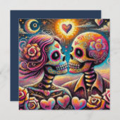 砂糖スカル愛の印象派バレンタインカード (正面/裏面)