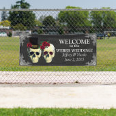 砂糖スカル新郎新婦結婚ズバナー 横断幕 (インサイチュ)