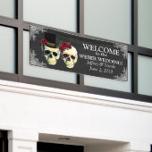 砂糖スカル新郎新婦結婚ズバナー 横断幕 (ビルの外側)