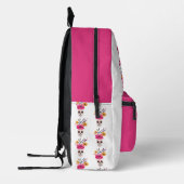 砂糖スカル明るい赤紫色フラワーズ名前をカスタムする プリントバックパック (左)