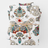 砂糖スカル模様ラッピングシートセット3 ラッピングペーパーシート (インサイチュ)