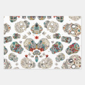 砂糖スカル模様ラッピングシートセット3 ラッピングペーパーシート (正面)