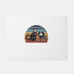 砂糖スカル猫及びドッグシャおもしろいツレトロ猫及び ドアマット