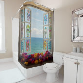 砂糖スカル窓ビューシャワーカーテン シャワーカーテン (インサイチュ)