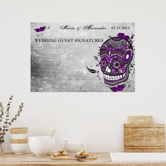 砂糖スカル結婚のゲストシグネチャーポスター ポスター (キッチン)