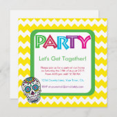 砂糖スカル色パーティの招待状 招待状 (正面/裏面)