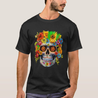 砂糖スカル花の日の死んだディアミュートスギ Tシャツ