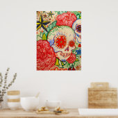 砂糖スカル花の日の死んだポスターアート ポスター (キッチン)