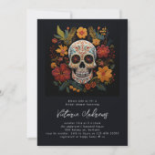 砂糖スカル花ゴシックブライダルシャワー 招待状 (正面)