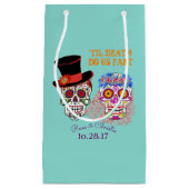 砂糖スカル花嫁&新郎まで死ぬまで私たちパーティー スモールペーパーバッグ (正面)