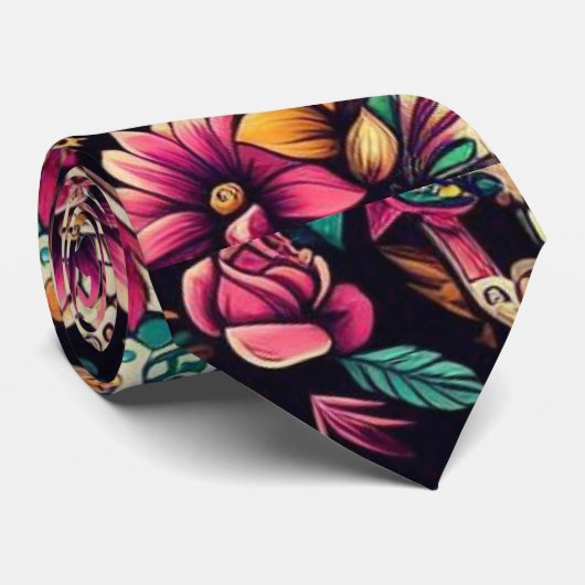 砂糖スカル花 ネクタイ (ロール)