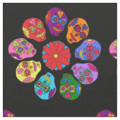 砂糖スカル花 ファブリック (クローズアップ)