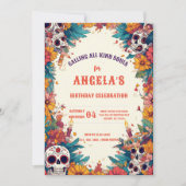 砂糖スカル誕生日招待状 – 死の日! 招待状 (正面)