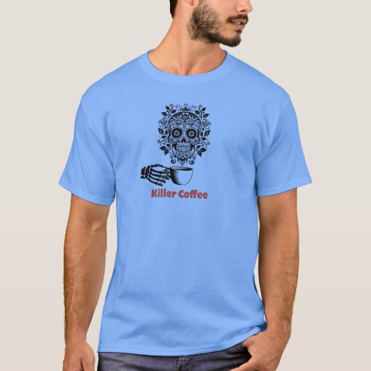 砂糖スカル飲みコーヒー Tシャツ (正面)