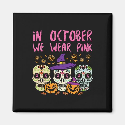 砂糖スカル10月乳癌認識度H マグネット (正面)