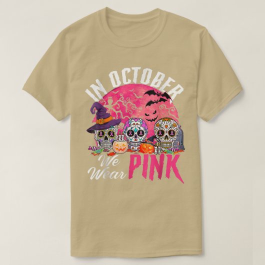 砂糖スカル10月We衣服ピンク乳癌 Tシャツ (デザイン正面)