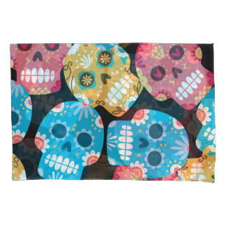 砂糖スカル、シームレスなフェスティバル背景。 枕カバー