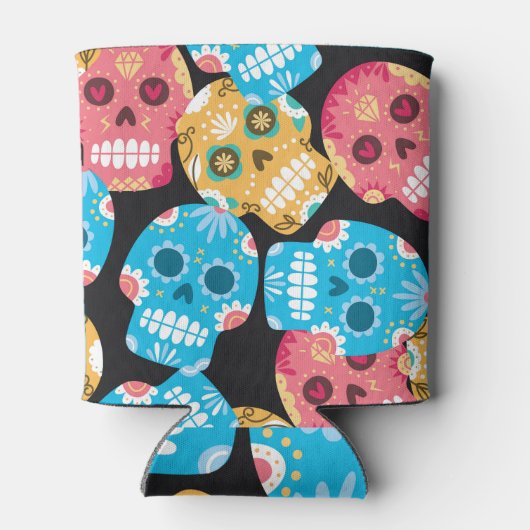 砂糖スカル、シームレスなフェスティバル背景。 缶クーラー (裏面)