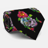 砂糖スカル&フラワー ネクタイ (ロール)
