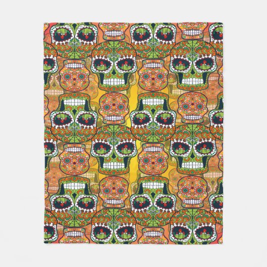 砂糖スカル フリースブランケット (正面)