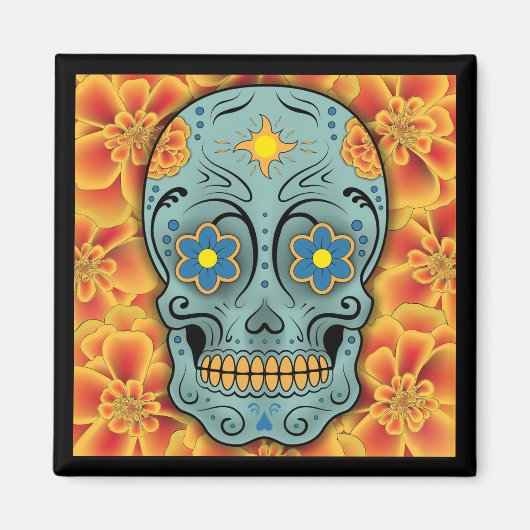 砂糖スカル – 死の日（マリゴールド） マグネット (正面)