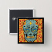 砂糖スカル – 死の日（マリゴールド） 缶バッジ (正面&裏面)
