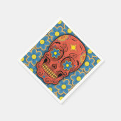 砂糖スカル – 死んだ日(青いデイジー) スタンダードカクテルナプキン (角)