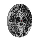 砂糖スカル（白黒の花） ダーツボード (正面左)