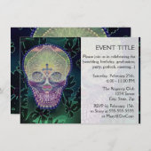 砂糖スカル（虹色）、ハート 招待状 (正面/裏面)