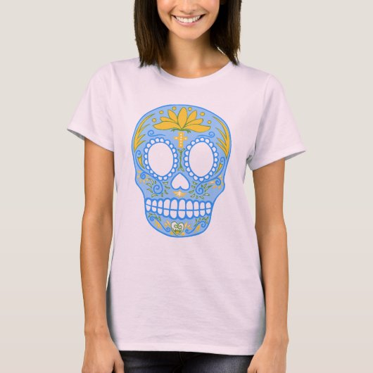砂糖スカル(青) Tシャツ (正面)