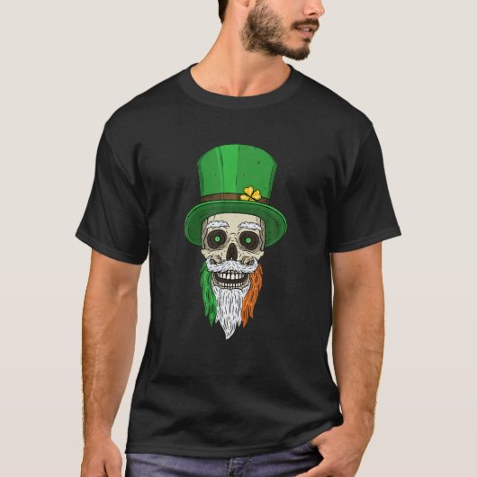 砂糖スカルSaint patricks dayオブデッドおもしろいアイリッシュ Tシャツ (正面)