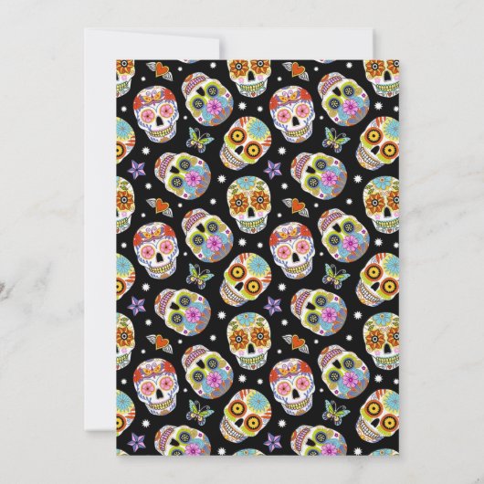 砂糖パーソナライズされたスカル誕生日パーティーの招待 招待状 (裏面)