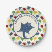 砂糖パーソナライズされた飛んでいるは一次色をグライダー ペーパープレート (正面)