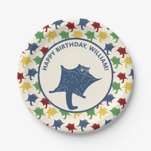 砂糖パーソナライズされた飛んでいるは一次色をグライダー ペーパープレート (正面)