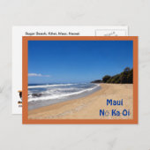 砂糖ビーチ、キヘイ、ハワイ、マウイのカオイ ポストカード (正面/裏面)