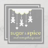砂糖及びスパイスの中立ベビーシャワーの招待状 招待状 (正面/裏面)